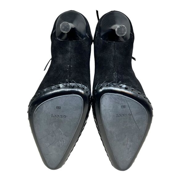 Gucci Women Stiletto Heel Black Suede Ankle Strap Pointed Toe 8B Made in Italy - Picture 8 of 8